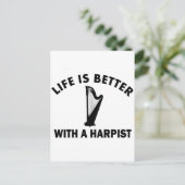 Het leven is beter met een harpist briefkaart (Staand voorkant)