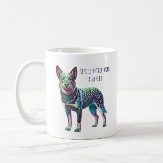 Het leven is beter met een Heeler Blue Heeler Dog Koffiemok (Links)