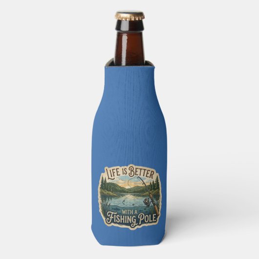 Het leven is beter met een hengel flesjeskoeler (Fles Voorkant)