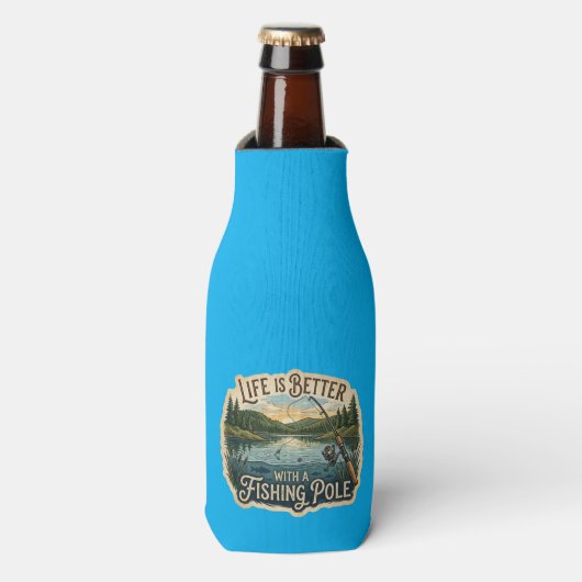 Het leven is beter met een hengel flesjeskoeler (Fles Voorkant)