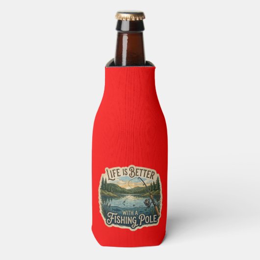 Het leven is beter met een hengel flesjeskoeler (Fles Voorkant)