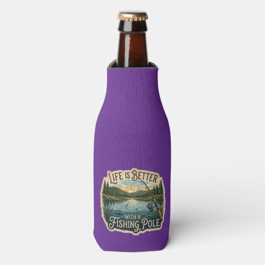 Het leven is beter met een hengel flesjeskoeler (Fles Voorkant)