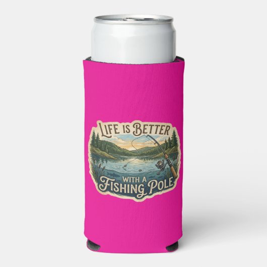 Het leven is beter met een hengel seltzer blikjeskoeler (Seltzer Voorkant)