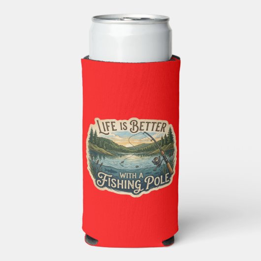 Het leven is beter met een hengel seltzer blikjeskoeler (Seltzer Voorkant)