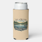 Het leven is beter met een hengel seltzer blikjeskoeler (Seltzer Achterkant)