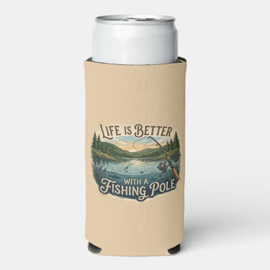 Het leven is beter met een hengel seltzer blikjeskoeler (Seltzer Voorkant)