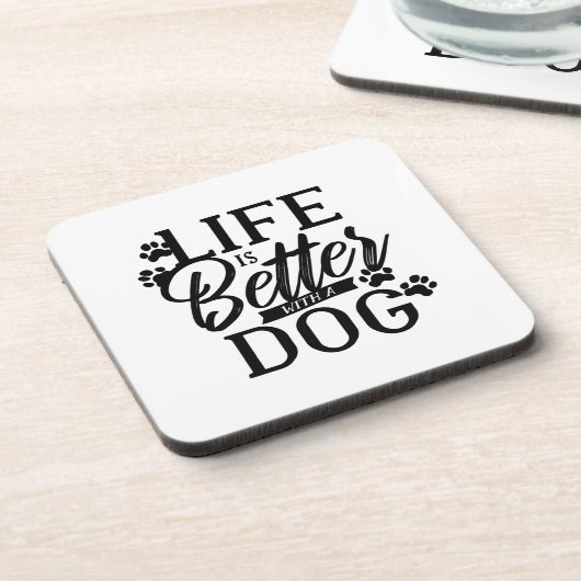 Het leven is beter met een hond bier onderzetter (Linkerzijde)