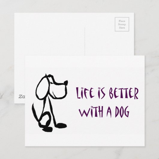 Het leven is beter met een hond briefkaart (Voorkant / Achterkant)