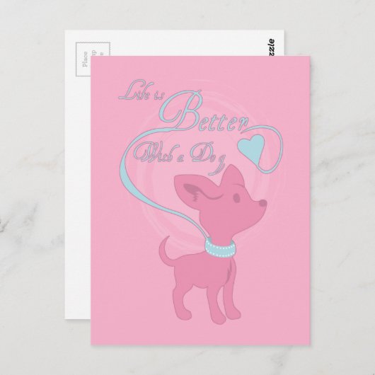 Het leven is beter met een hond briefkaart (Voorkant / Achterkant)