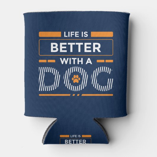 Het leven is beter met een hond cool modern design blikjeskoeler (Voorkant)