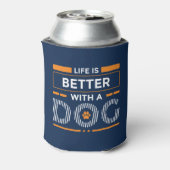 Het leven is beter met een hond cool modern design blikjeskoeler (Blikje Achterkant)