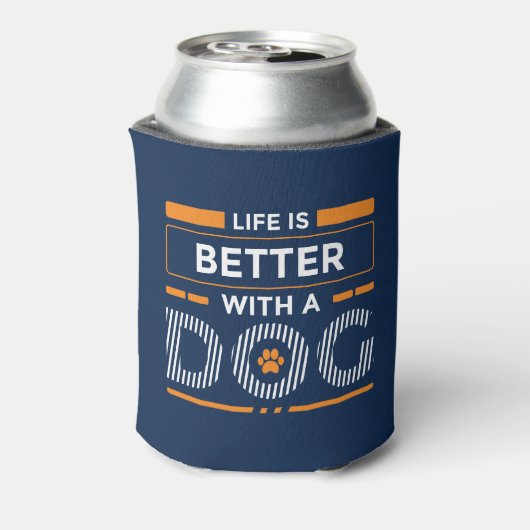 Het leven is beter met een hond cool modern design blikjeskoeler (Blikje Achterkant)