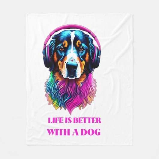 Het leven is beter met een hond fleece deken (Voorkant)