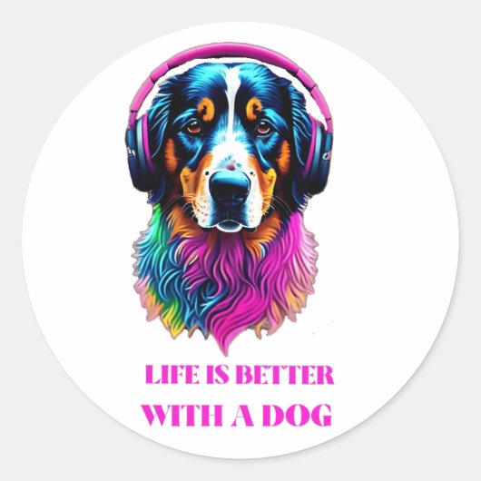 Het leven is beter met een hond - Funny Dog Ronde Sticker (Voorkant)