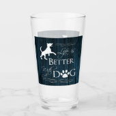 Het leven is beter met een hond Glass Cup - Blauw Glas (Voorkant)