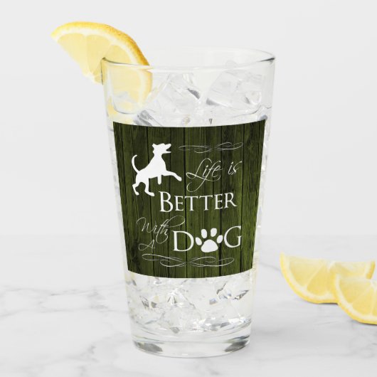 Het leven is beter met een hond-Glass Cup - groen Glas (Voorkant ijs)