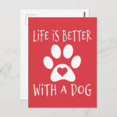 Het leven is beter met een hond - Hondenliefhebber Briefkaart (Voorkant / Achterkant)