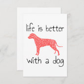 Het leven is beter met een hond - Hondenliefhebber Informatiekaartje (Voorkant / Achterkant)
