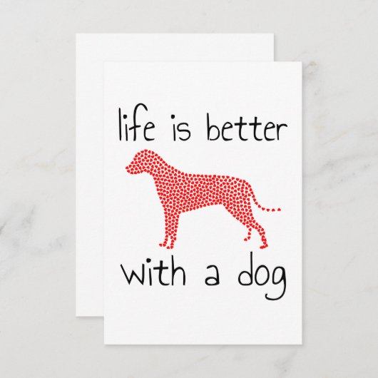Het leven is beter met een hond - Hondenliefhebber Informatiekaartje (Voorkant / Achterkant)