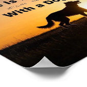 Het leven is beter met een hond, jonge jongen, zon poster (Hoek)