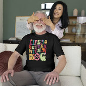 Het leven is beter met een hond - kleurrijk groovy Tri-Blend shirt