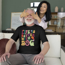 Het leven is beter met een hond - kleurrijk groovy Tri-Blend shirt