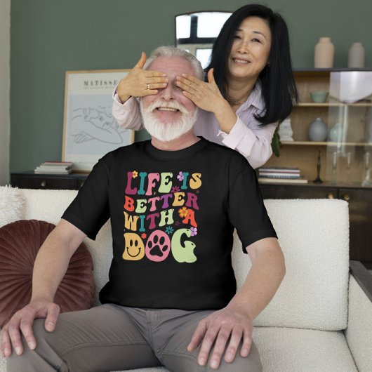 Het leven is beter met een hond - kleurrijk groovy Tri-Blend shirt