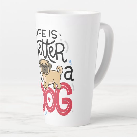 Het leven is beter met een hond latte mok (Rechterhoek)