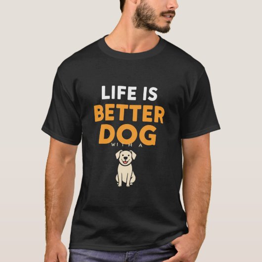 Het leven is beter met een hond modern grijs en wi t-shirt (Voorkant)