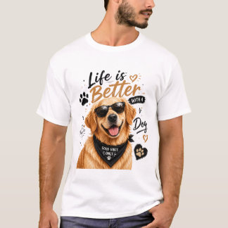 Het Leven Is Beter Met Een Hond Mooie Gouden Retri T-shirt