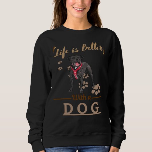 Het leven is beter met een hond Pitbull Trui (Voorkant)