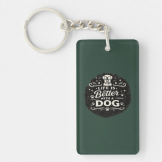 Het leven is beter met een hond – Retro voor leuke Sleutelhanger