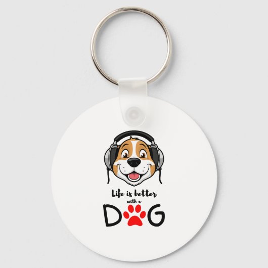 het leven is beter met een hond   sleutelhanger (Voorkant)