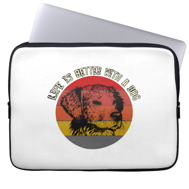 Het leven is beter met een hond,  stijl laptop sleeve (Voorkant)