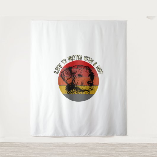 Het leven is beter met een hond, stijl wandkleed (Voorkant)