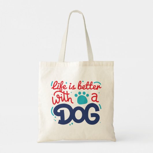 Het leven is beter met een hond tote bag (Achterkant)