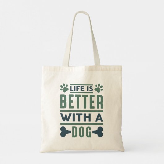 Het leven is beter met een hond tote bag (Achterkant)