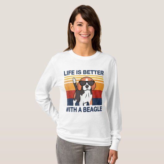 Het leven is beter met een hond van Beagle Pu T-shirt (Voorkant volledig)