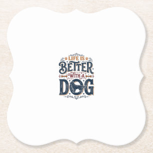 Het leven is beter met een hond vintage gravure on kartonnen onderzetters