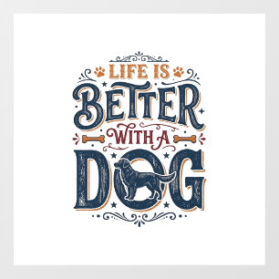 Het leven is beter met een hond vintage gravure on raamsticker