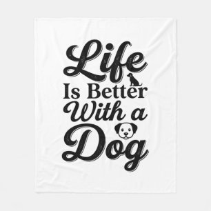Het leven is beter met een hond vintage huisdier l fleece deken