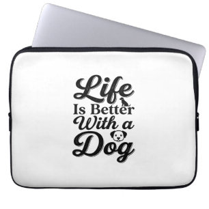 Het leven is beter met een hond vintage huisdier l laptop sleeve