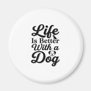 Het leven is beter met een hond vintage huisdier l magneet