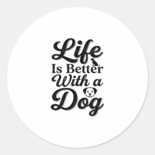 Het leven is beter met een hond vintage huisdier l ronde sticker