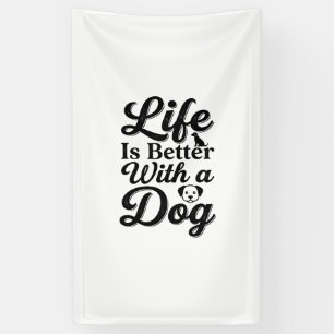 Het leven is beter met een hond vintage huisdier l spandoek