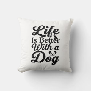 Het leven is beter met een hond vintage huisdierli kussen