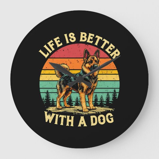 Het leven is beter met een hond - zonsondergang grote klok (Voorkant)