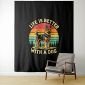 Het leven is beter met een hond - zonsondergang wandkleed (In situ)