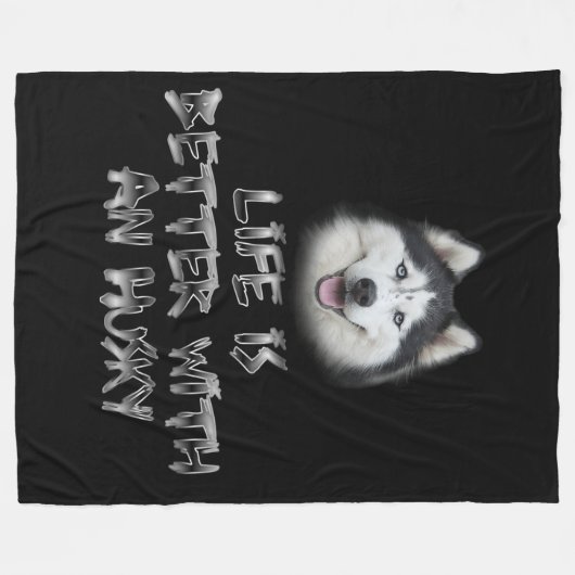 Het leven is beter met een Husky Fleece Deken (Voorkant (Horizontaal))