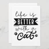 Het leven is beter met een kat bedankkaart (Voorkant / Achterkant)